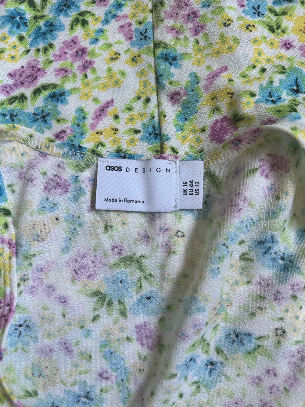 Asos Design | Pastel Floral Short Sleeve Midi Tea Dress | Size 12 - Picture 6 of 8